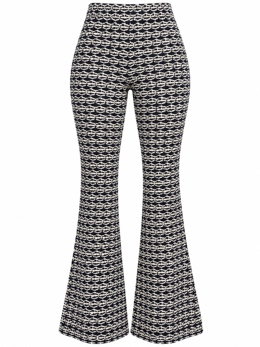 Zara dark navy/black + cream geometric flare pants - Retro Y2K - Size M